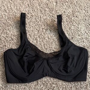 Everyday Support Black Underwire Bra with Lace Trim